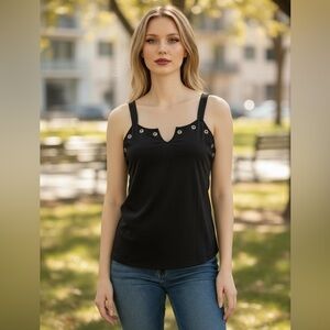 EXPRESS ONE ELEVEN L Black Tank Silver Grommets R $48